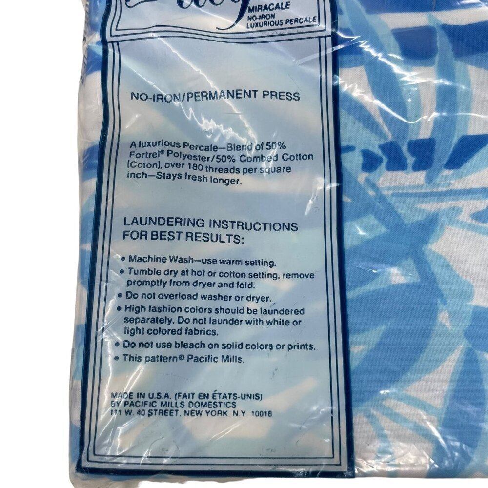 Pacific Miracle No-Iron Standard Pillowcases Cotton Blend  Blue White Floral - Picture 5 of 5